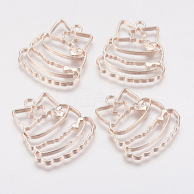 Alloy Open Back Bezel Pendants PALLOY-P166-18RG-1