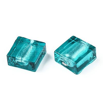 Handmade Silver Foil Lampwork Beads FOIL-S006-12x12mm-04-1