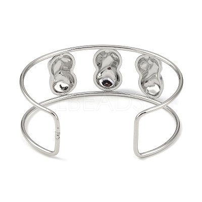 Non-Tarnish 304 Stainless Steel Wide Textured Open Cuff Bangles BJEW-Q348-05P-07-1