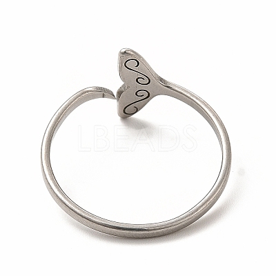 201 Stainless Steel Whale Tail Open Cuff Ring for Women LS-RJEW-K239-01P-1-1