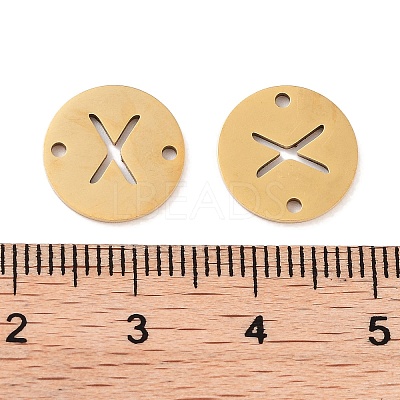 PVD Vacuum Plating 201 Stainless Steel Hollow Flat Round Links FIND-R149-03X-G-1
