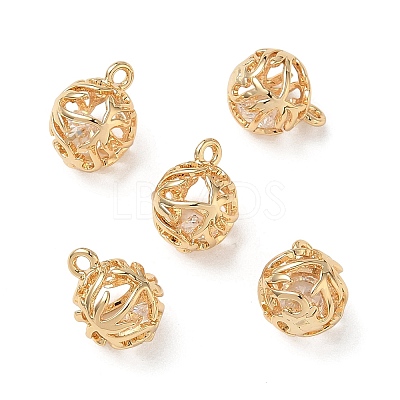 Brass Micro Pave Clear Cubic Zirconia Pendants KK-D261-01G-02-1