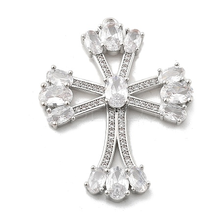 Brass Micro Pave Clear Cubic Zirconia Pendants KK-L228-03P-04-1