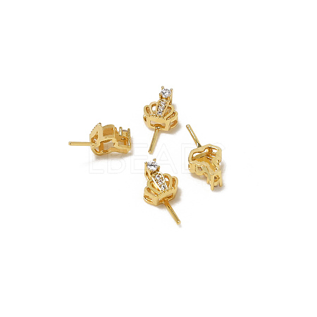 Brass Micro Pave Clear Cubic Zirconia Crown Head Pins BAPE-PW0002-19B-01-1