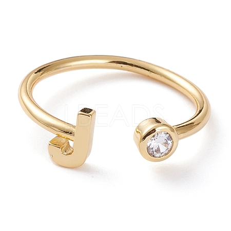 Brass Micro Pave Clear Cubic Zirconia Cuff Rings RJEW-Z005-J-G-1