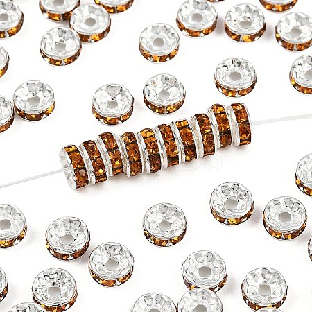 Brass Rhinestone Spacer Beads X-RB-A014-Z8mm-17S-1