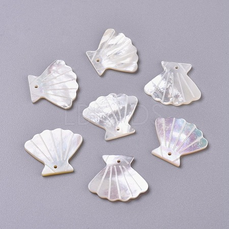 Natural White Shell Mother of Pearl Shell Pendants SSHEL-L013-09-1