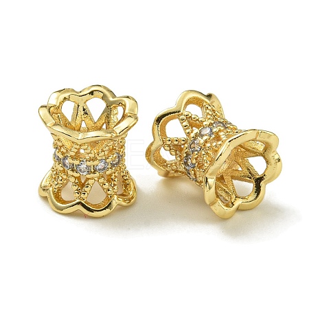 Rack Plating Brass Micro Pave Cubic Zirconia Beads KK-K386-04G-1