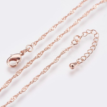 Long-Lasting Plated Brass Chain Necklaces X-NJEW-K112-11RG-NF-1