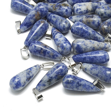 Natural Blue Spot Jasper Pendants G-T081-13-1