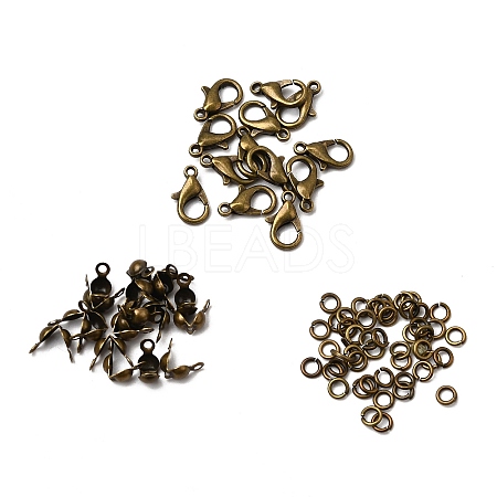 Zinc Alloy Lobster Claw Clasps & Brass End Bead Tips & Jump Rings Findings Kits DIY-GO0002-21AB-1
