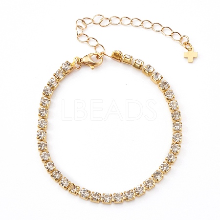 Brass Rhinestone Strass Chain Bracelets BJEW-JB06002-1