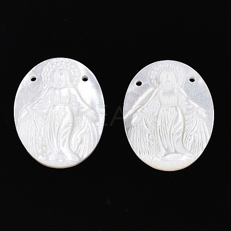 Natural White Shell Mother of Pearl Shell Pendants SSHEL-S264-010-1