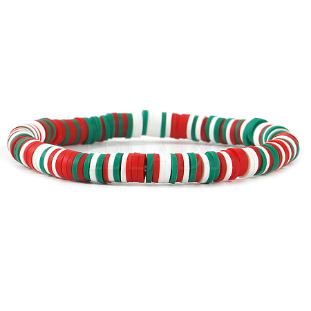 Christmas Theme Polymer Clay Heishi Beads Stretch Bracelets for Women BJ5719-4-1