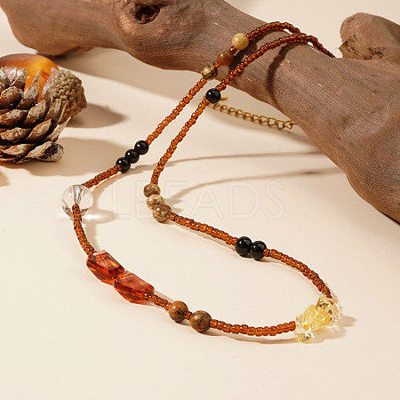 Natural Agate Bead Necklace for Women IO4742-1