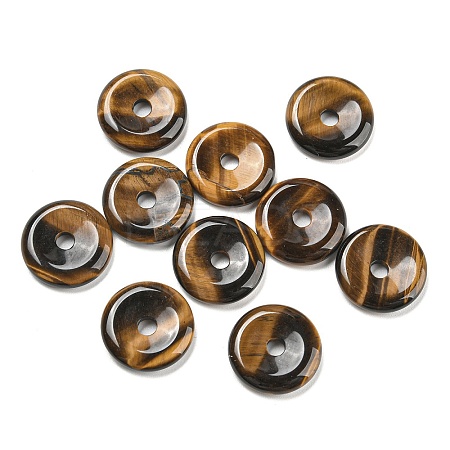 Natural Tiger Eye China Safety Buckle Pendants G-B052-11-1