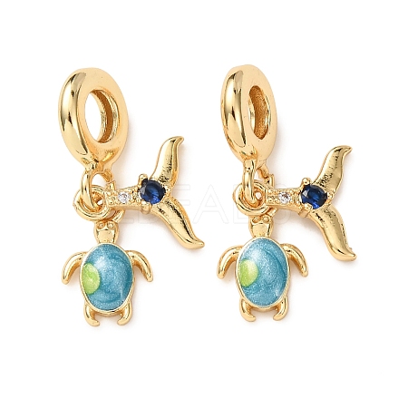 Ocean Brass Pave Cubic Zirconia European Dangle Charms KK-H278-04G-02-1