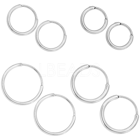 8Pcs 4 Styles Hypoallergenic F136 Implant Grade Pure Titanium Hoop Earrings EJEW-BBC0001-86-1