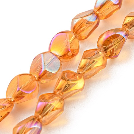 Full Rainbow Plated Electroplate Transparent Glass Beads Strands EGLA-G037-04A-FR02-1