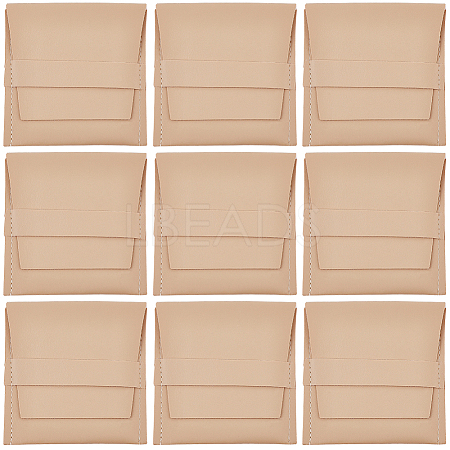 Square PU Leather Jewelry Flip Pouches with Random Color Lining PAAG-CL0001-02B-1