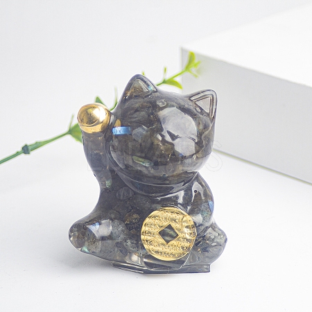 Resin Fortune Cat Display Decoration PW-WG70599-03-1