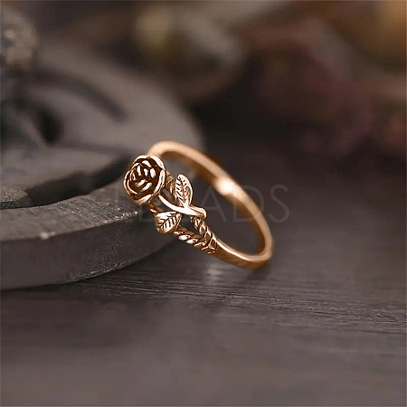Alloy Rose Finger Rings WG6B24B-08-1
