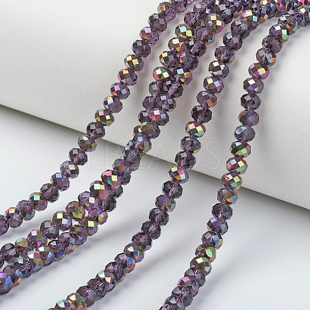 Electroplate Transparent Glass Beads Strands EGLA-A034-T8mm-R17-1