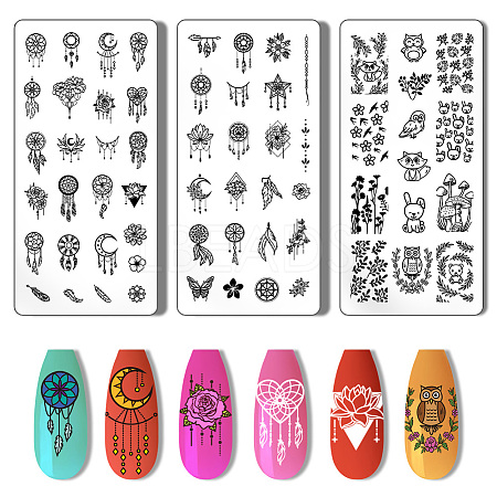Stainless Steel DIY Nail Art Templates MRMJ-WH0092-010-1