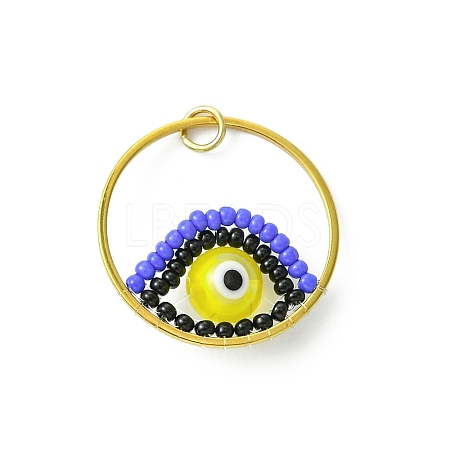Glass Seed Beaded Evil Eye Pendants PALLOY-MZ00532-03-1