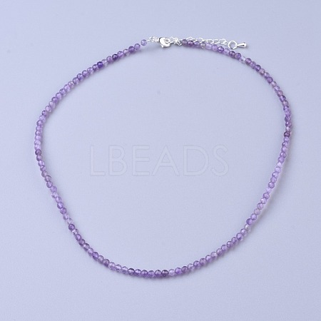 Natural Amethyst Beaded Necklaces NJEW-K114-A-A21-1