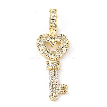 Brass Micro Pave Clear Cubic Zirconia Pendants KK-B141-04G-03-1