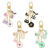 Flower/Bag/Heart Alloy Enamel Pendant Decoration HJEW-FS00025-01-4