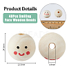 40Pcs Printed Wood European Beads WOOD-DC0001-11-2