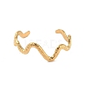 304 Stainless Steel Textured Wavy Open Cuff Bangles for Women BJEW-C065-01G-2