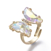 Adjustable Brass Glass Finger Rings RJEW-P148-A01-12-1