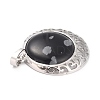 Natural Snowflake Obsidian Pendants with Hollow Platinum Brass Findings G-P448-A11-P-4