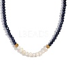 Fashion European Style Pearl Pendant Necklace for Women Handcrafted Stainless Steel Freshwater Pearl Deep Cut Crystal AX4759-7-1