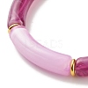 Two Tone Acrylic Curved Tube Beaded Stretch Bracelet BJEW-JB07971-05-5