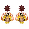 Alloy & Glass Seed Beaded Stud Dangle Earrings FS-WG6CE38-08-1