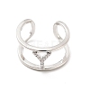 Clear Cubic Zirconia Initial Letter Open Cuff Ring RJEW-A012-01P-Y-1