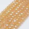 Electroplate Glass Beads Strands GLAA-P312-07-6x8mm-06-3