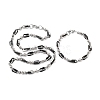 PVD Vacuum Plating 201 Stainless Steel Round & Arch Link Chain Necklace & Bracelets Set SJEW-G083-13EBP-1