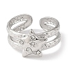 304 Stainless Steel Open Cuff Ring for Women RJEW-F166-06P-02-3