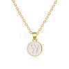 Alloy White Enamel Flat Round with Letter Pendant Necklaces FS-WG63565-23-1