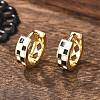 Tartan Pattern Enamel Chunky Hinged Huggie Hoop Earrings for Women EJEW-P196-22G-01-1