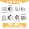 16Pcs 4 Styles Brass & 304 Stainless Steel Cuff Earrings EJEW-HS0001-18P-2