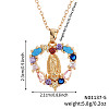 Vintage Brass Cubic Zirconia Religious Virgin Mary Heart Hollow Pendant Necklaces AB7554-1-4