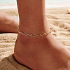 925 Sterling Silver Cable Chain Anklet AJEW-Z029-20G-3