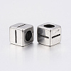 304 Stainless Steel Large Hole Letter European Beads LS-STAS-H428-01AS-I-2