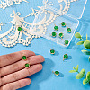 12Pcs Brass & Glass Imitation Cat Eye Round Charms PALLOY-TAC0237-03-6